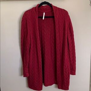 Dark red cardigan sweater
